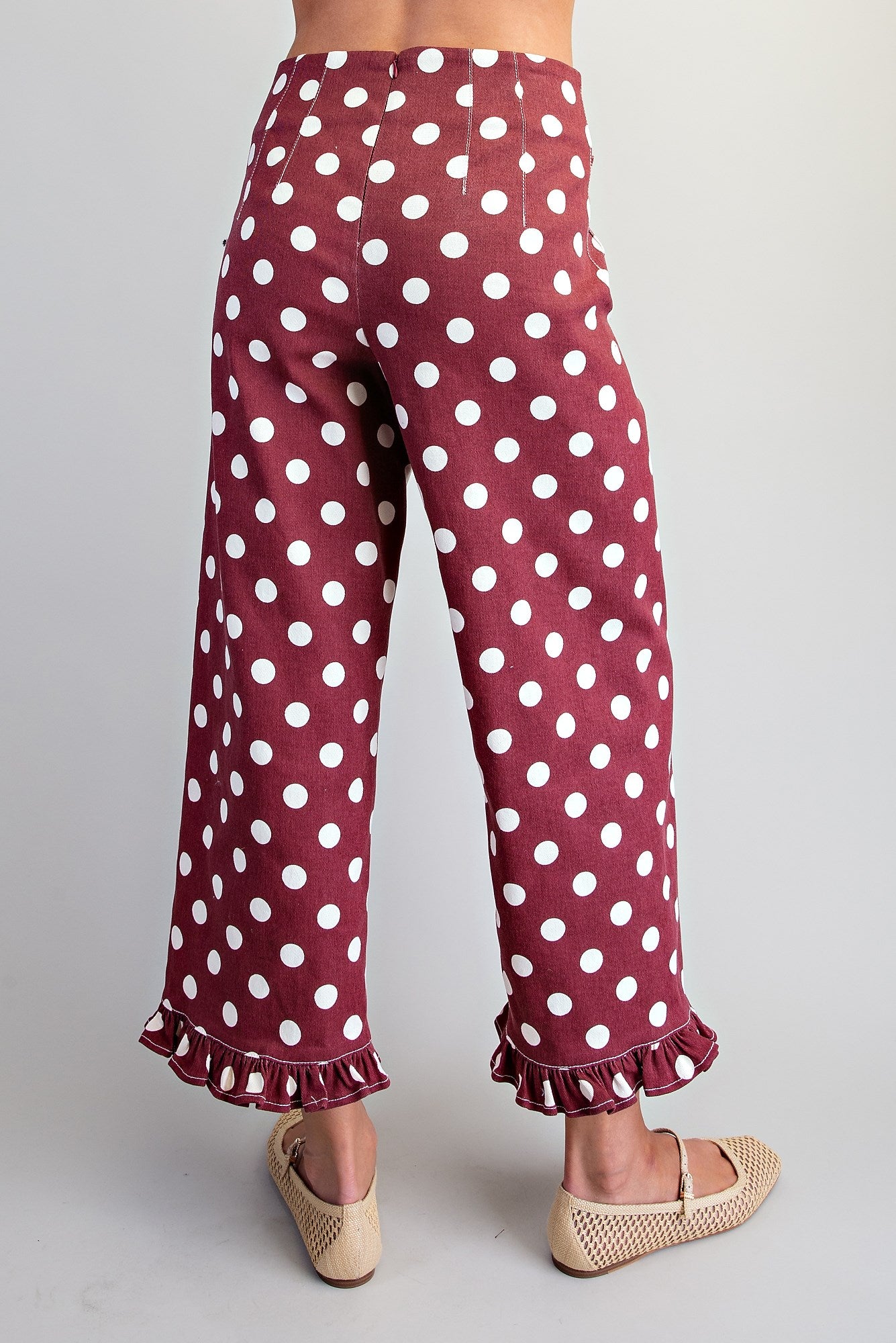 Polka Dot Ruffle Hem Pants