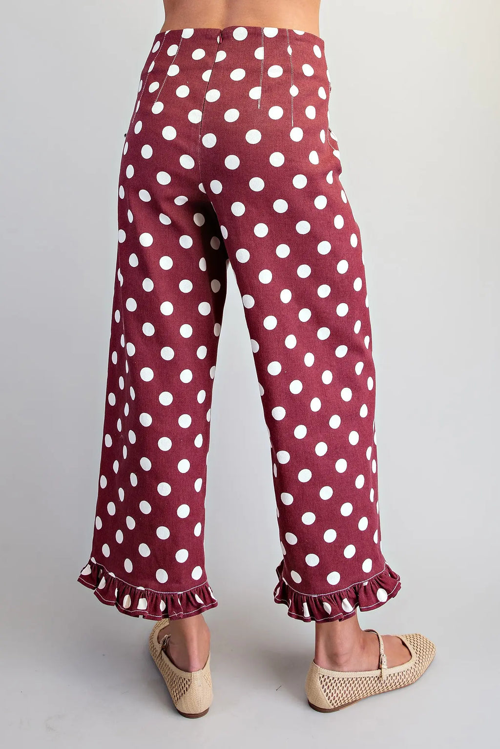 wine playful polka dot pants