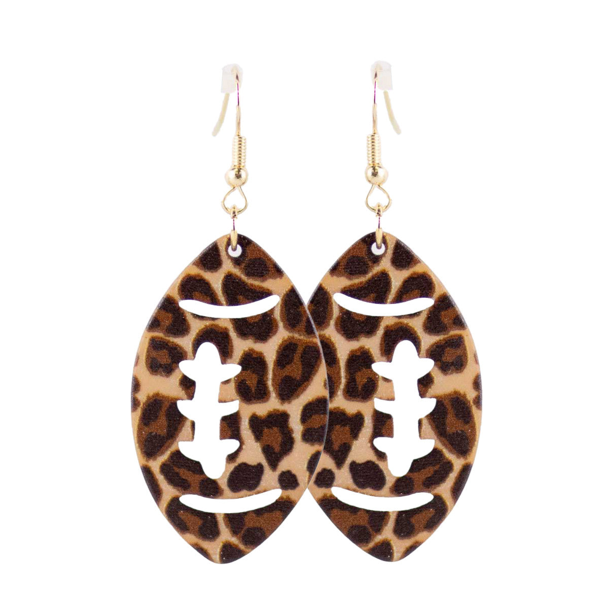 Leopard Football Acetate Earrings