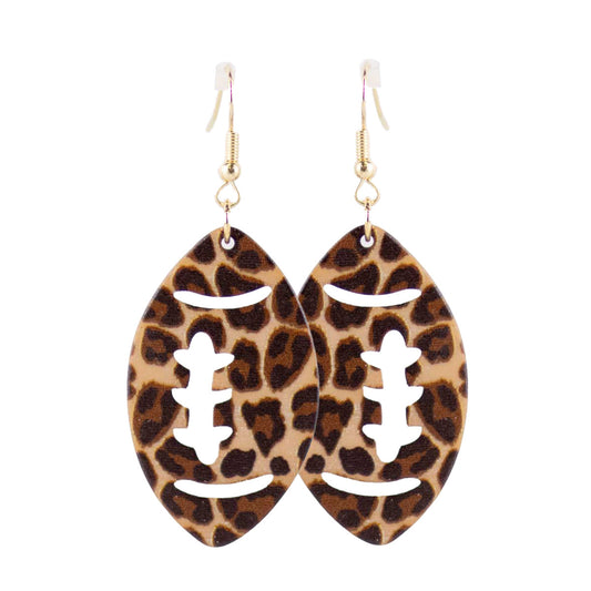 Leopard Football Acetate Earrings