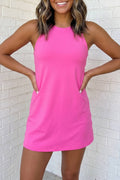 Solid Color Slim Tank Strap Dress with Athletic Shorts