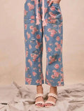 Braided Waist Belt Patch Pockets Floral Print Pants