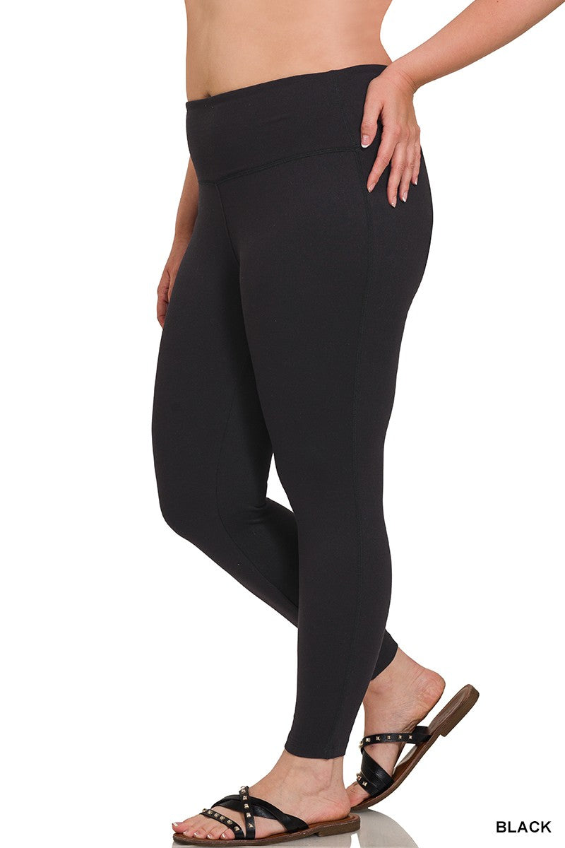 Brushed Microfiber Full Length Leggings Black