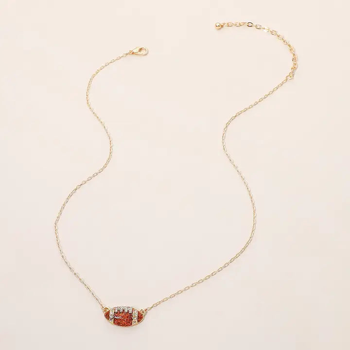 Pearl Accent Football Pendant Necklace
