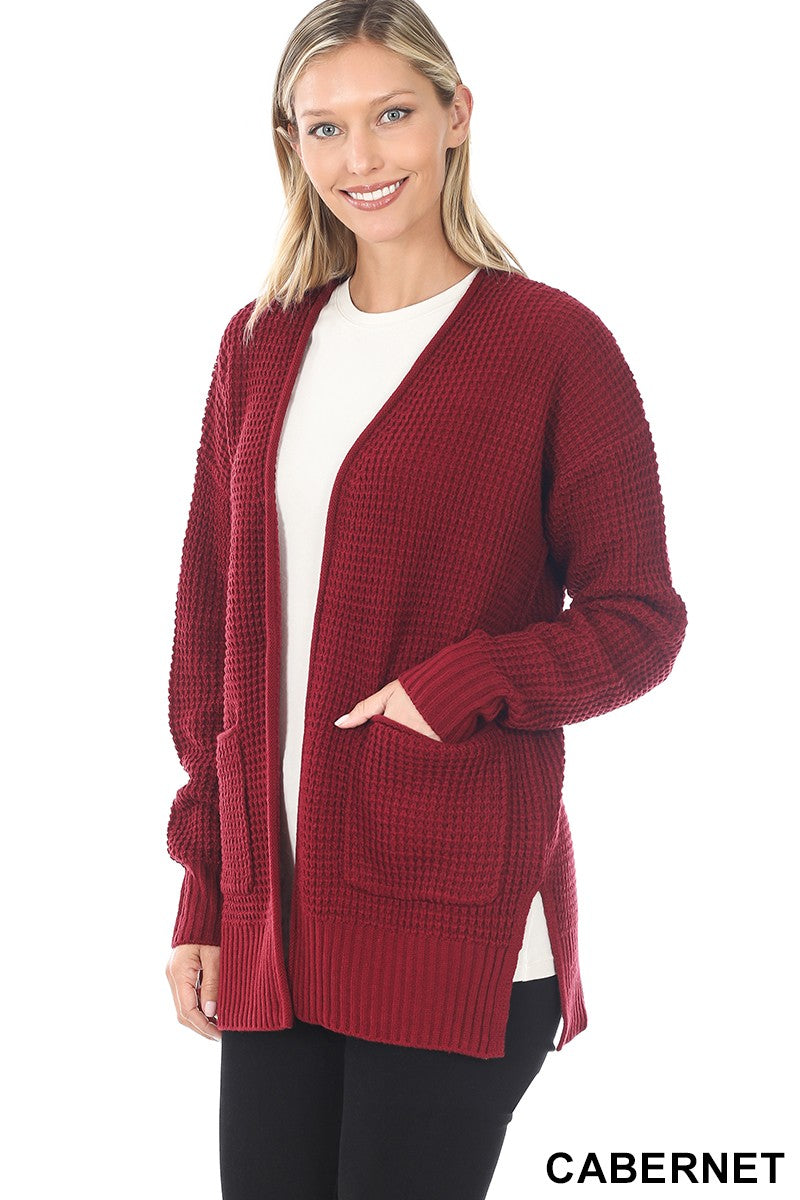 Low Gauge Waffle Open Cardigan