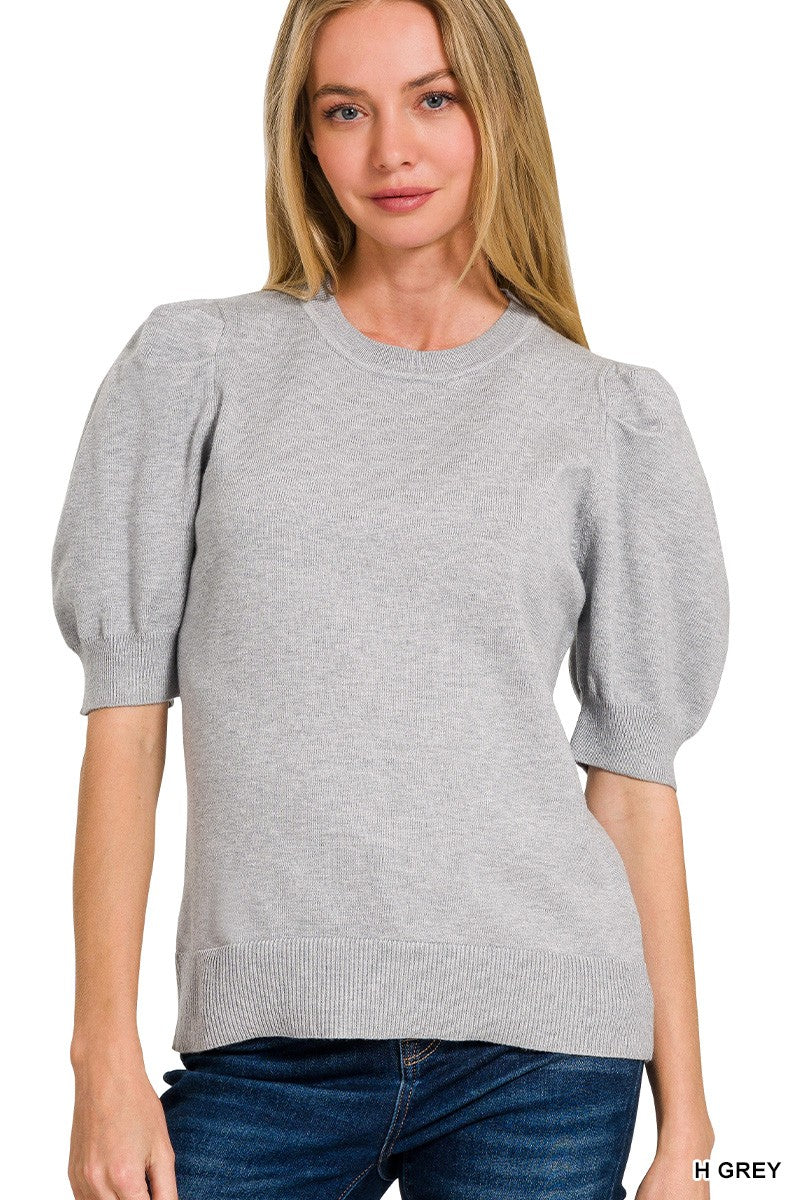 Viscose Puff Short Sleeve Sweater Top