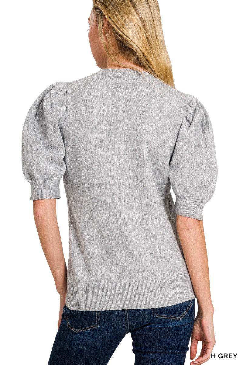 Viscose Puff Short Sleeve Sweater Top