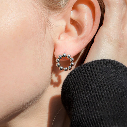 18K 15mm Stainless Steel Circle Ball Stud Earrings