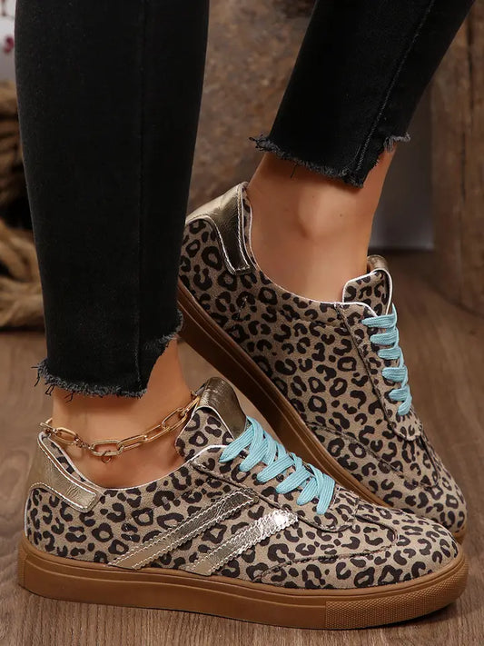 Suede Leopard Print Sneakers