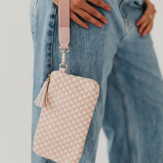 Pink Checkered Wristlet