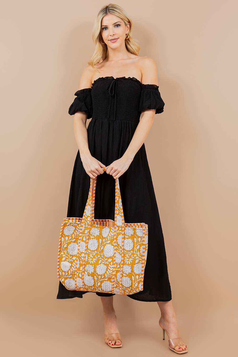 Quilted Tote Bag YELLOW