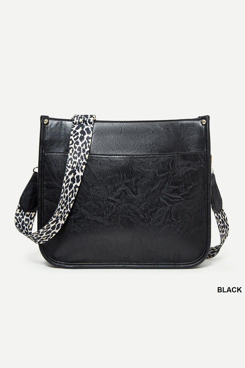 Vegan Leather Leopard Strap Crossbody Shoulder Bag