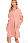 Woven Airflow V Neck T Shirt Dress