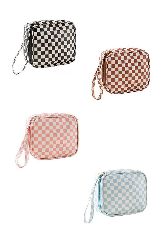 Checkered Cosmetic Travel Case