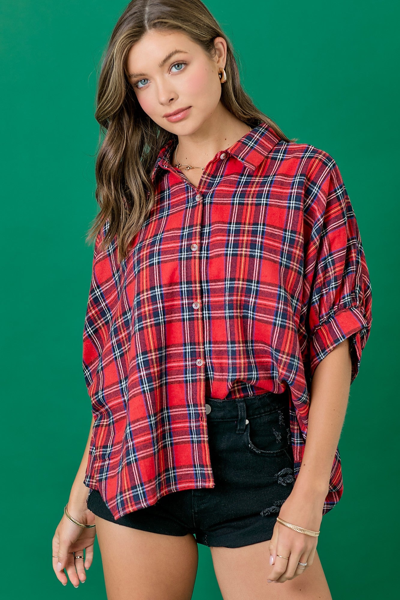 Plaid Oversized Button Down Shirt