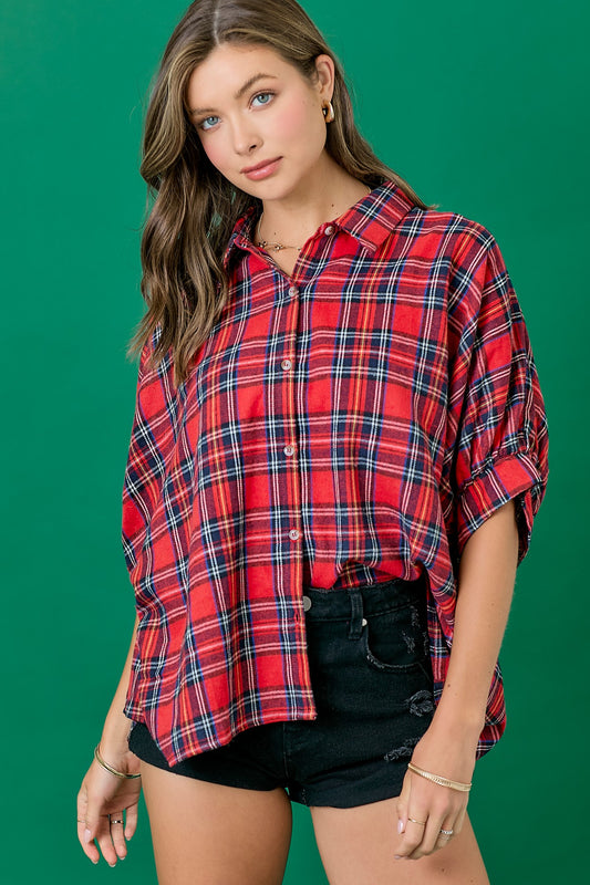 Plaid Oversized Button Down Shirt