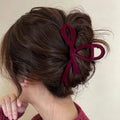 Velvet Wine Bow Hair Claw Clip