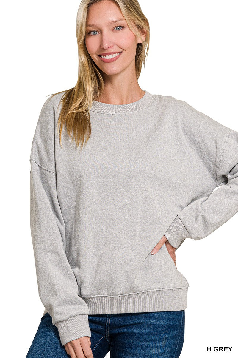 Fleece Drop Shoulder Sweater H Grey