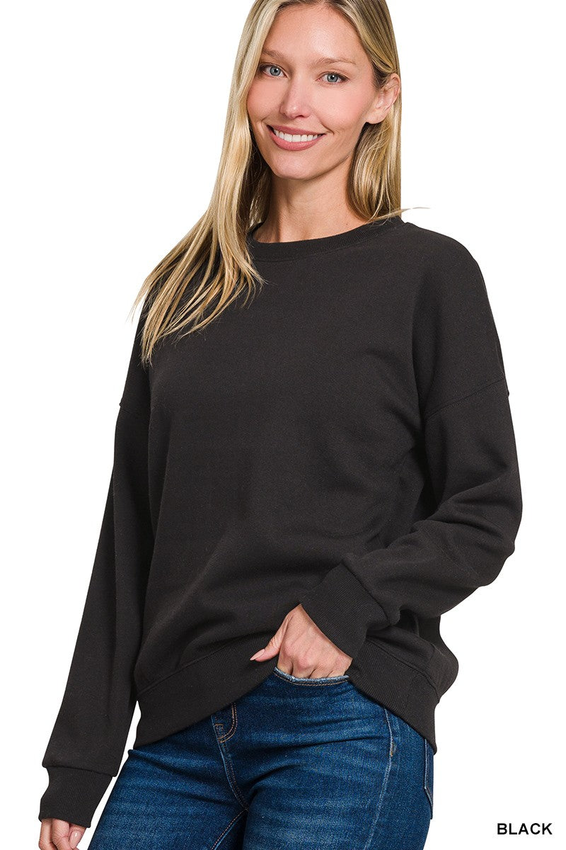 Fleece Drop Shoulder Sweatshirt Black