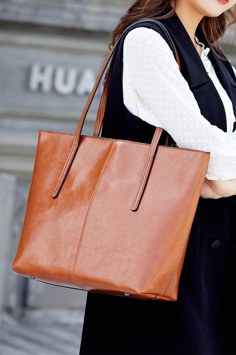 Vegan Leather Large Capacity Tote Bag