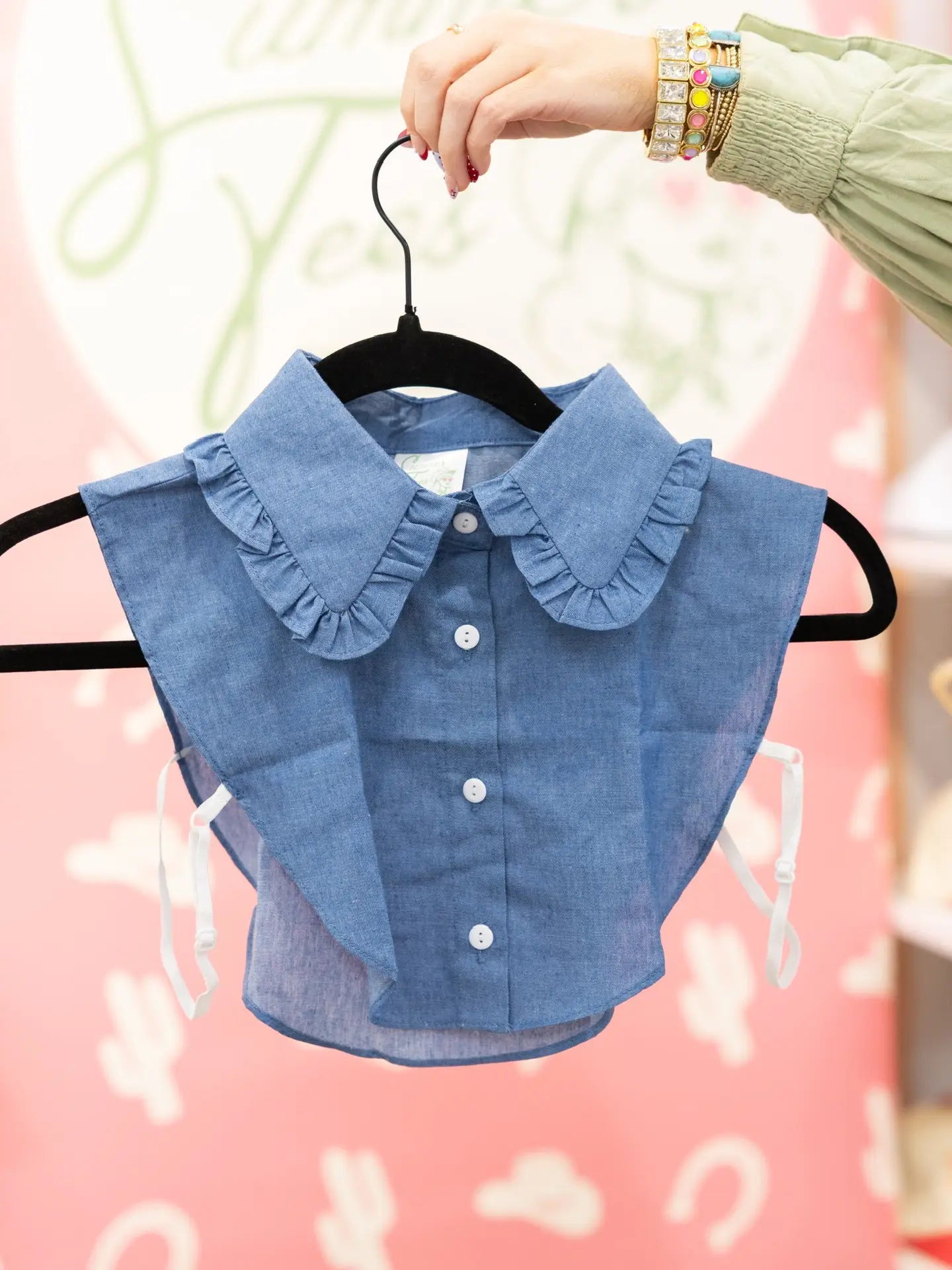 Denim Ruffle Dickie Collar