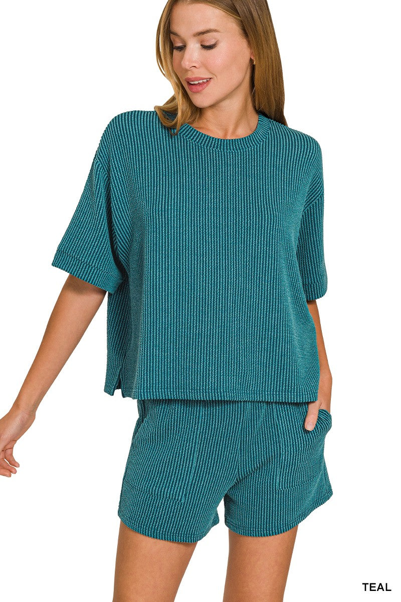 Raised Rib Short Sleeve Tee & Short Pants Set