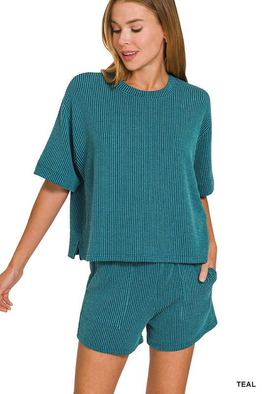 Raised Rib Short Sleeve Tee & Short Pants Set