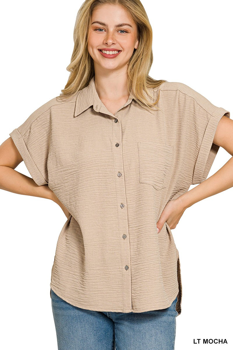 Woven Airflow Button Down Shirt