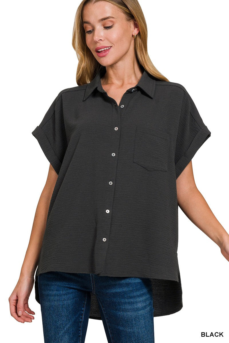 Woven Airflow Button Down Shirt