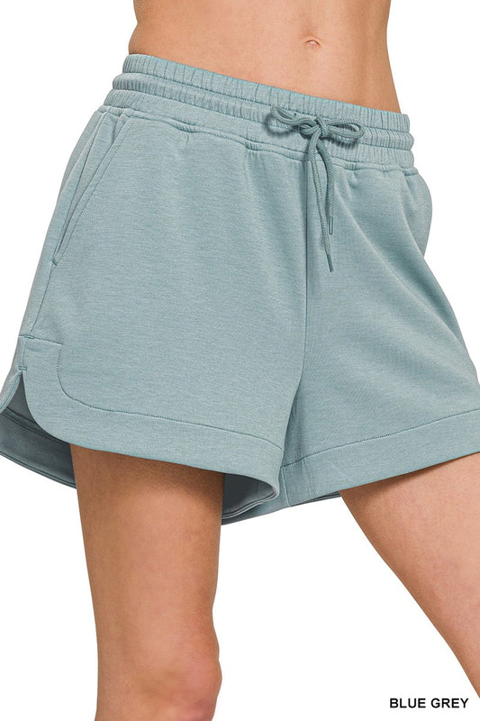 Scuba Elastic Waistband Shorts With Pocket