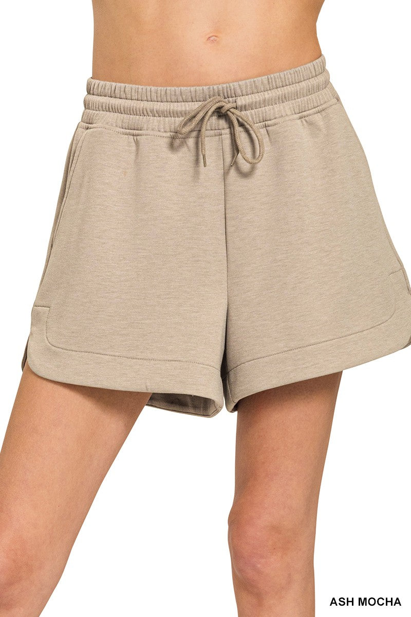 Scuba Elastic Waistband Shorts With Pocket