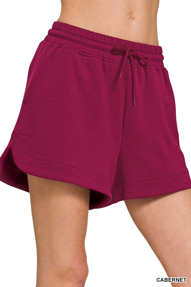 Scuba Elastic Waistband Shorts With Pocket
