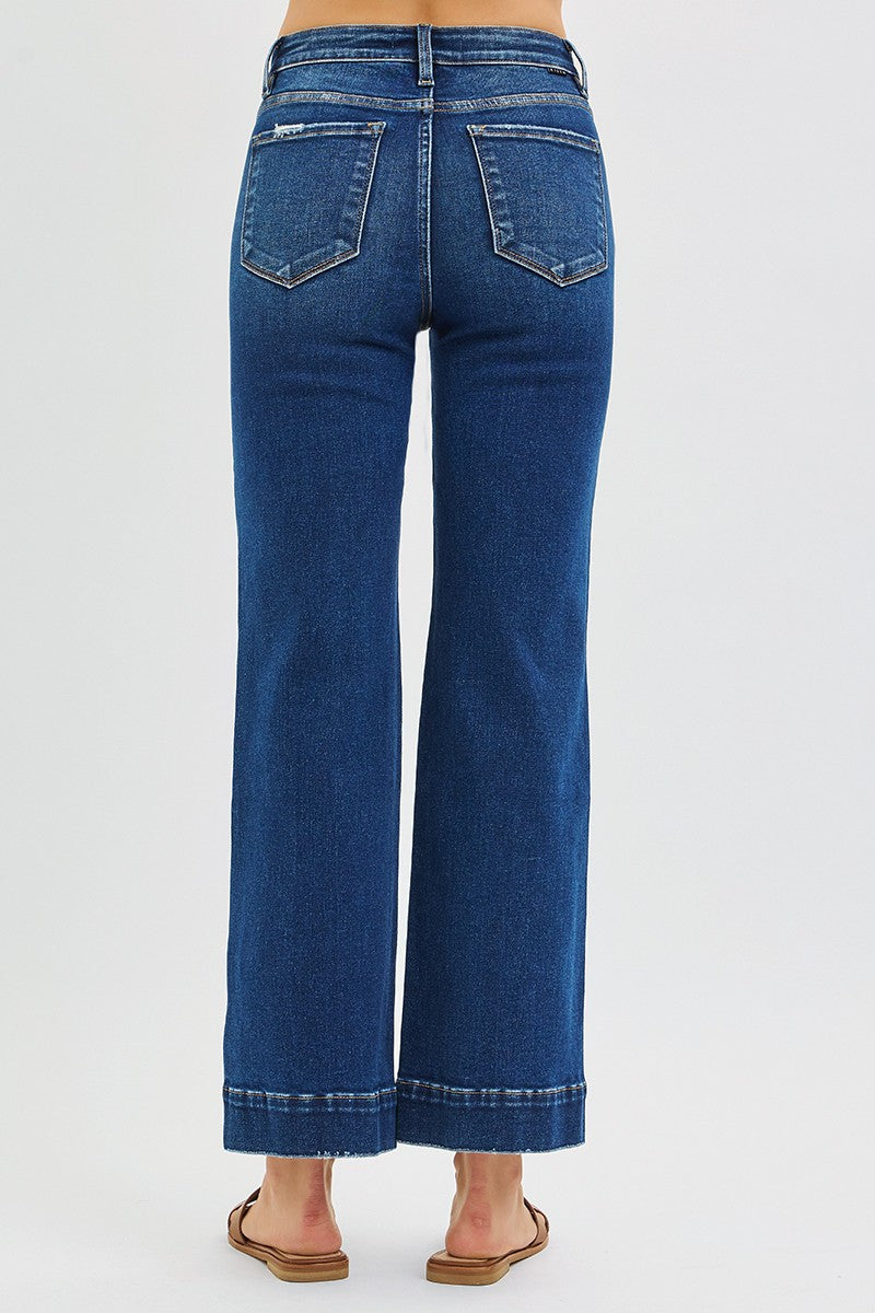 Risen Tummy Control High Rise Ankle Straight Jeans