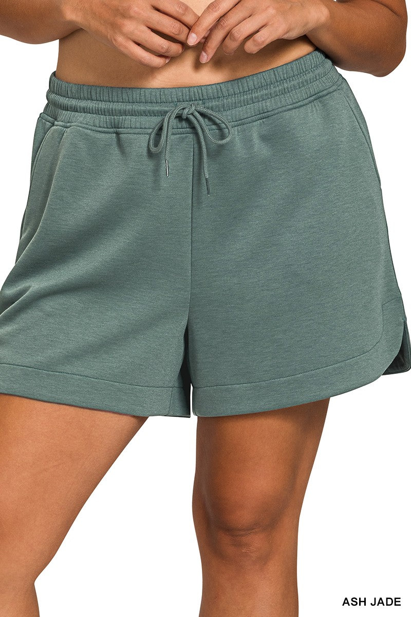 Scuba Elastic Waistband Shorts With Pocket