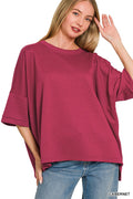 Scuba Round Neck Top With Side Slits