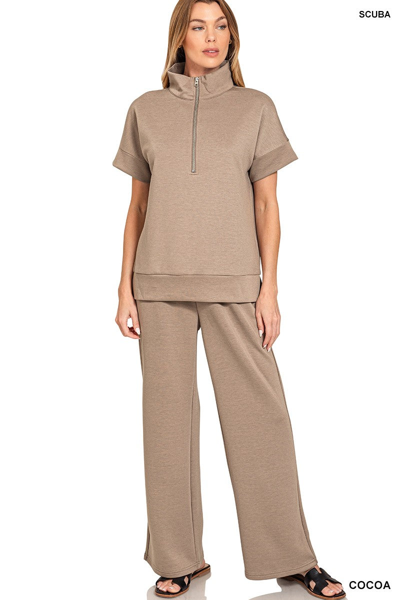 Scuba High Neck Half Zip Top & Pants Set