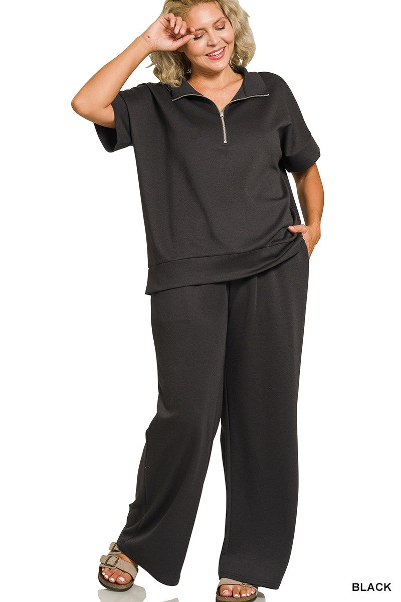 Scuba High Neck Half Zip Top & Pants Set