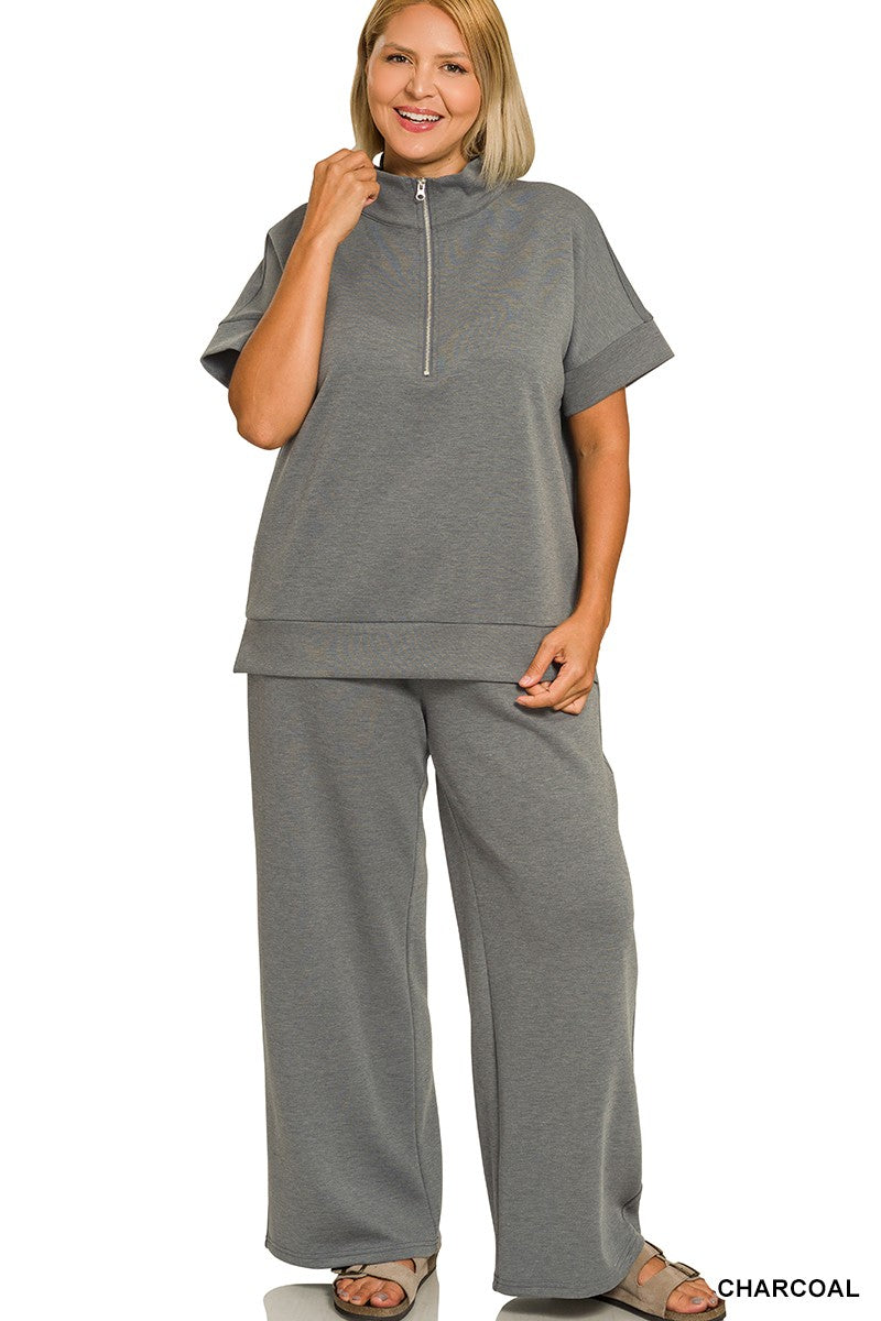 Scuba High Neck Half Zip Top & Pants Set