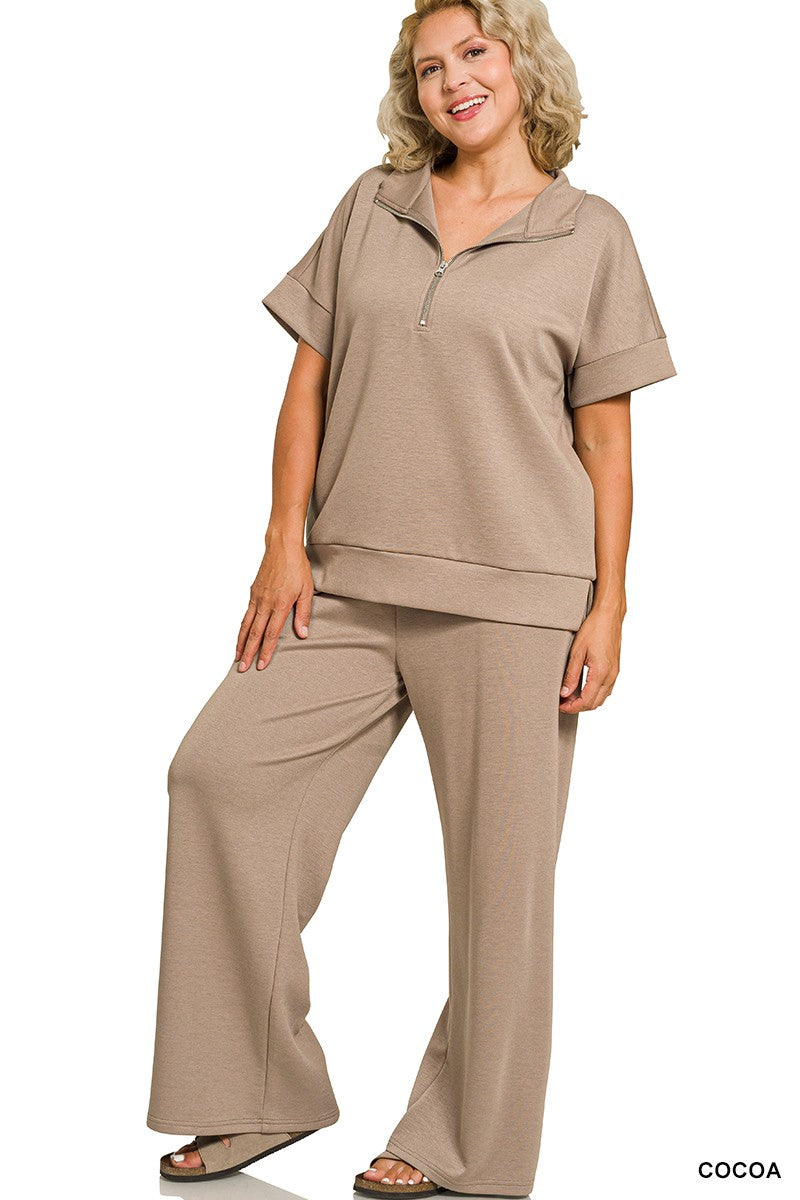 Scuba High Neck Half Zip Top & Pants Set