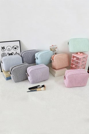 Seersucker Pinstripe Cosmetic Travel Pouch
