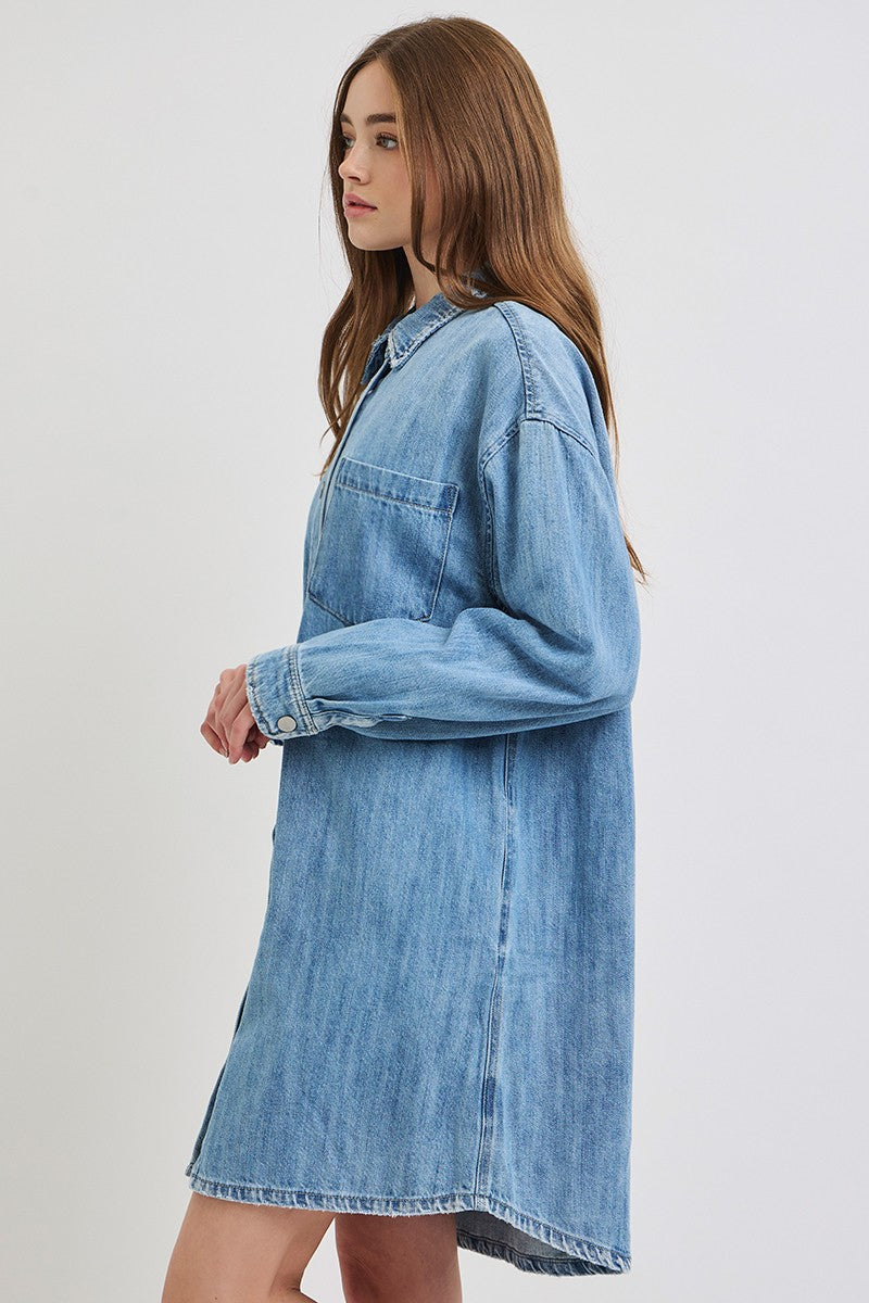 Risen Denim Oversized Button Up Shirt