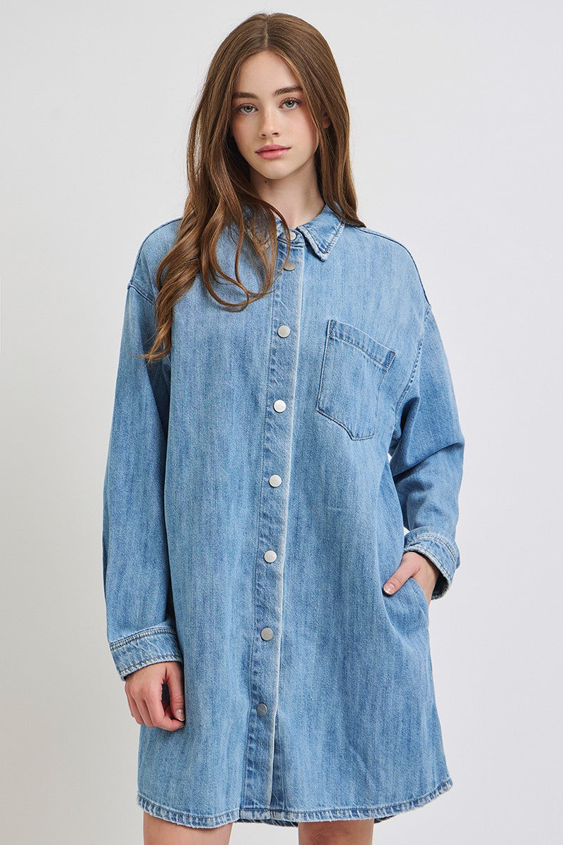 Risen Denim Oversized Button Up Shirt