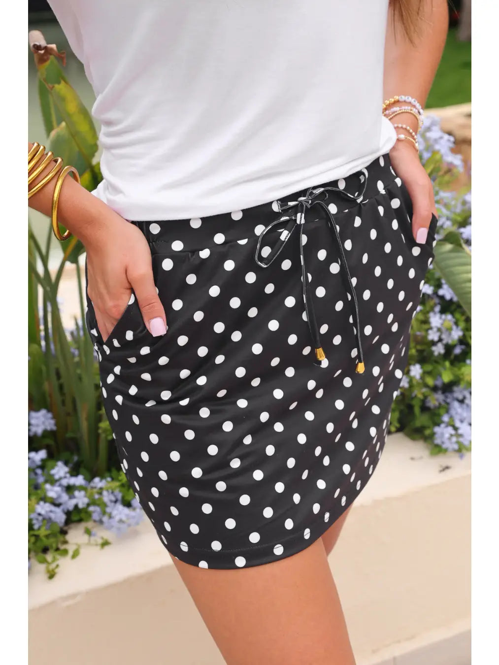 After Dark Polka Dot Black Skort