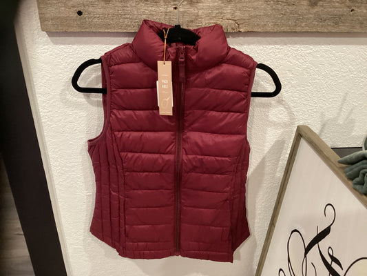 Lightweight Maroon Packable Puffer Vest
