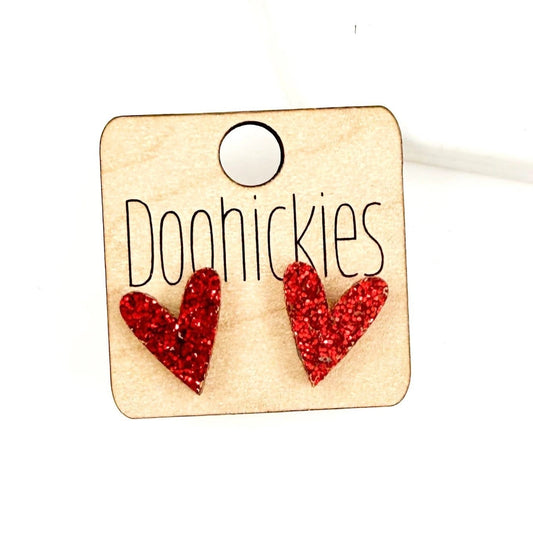 Doohickies Red Glitter Heart Stud