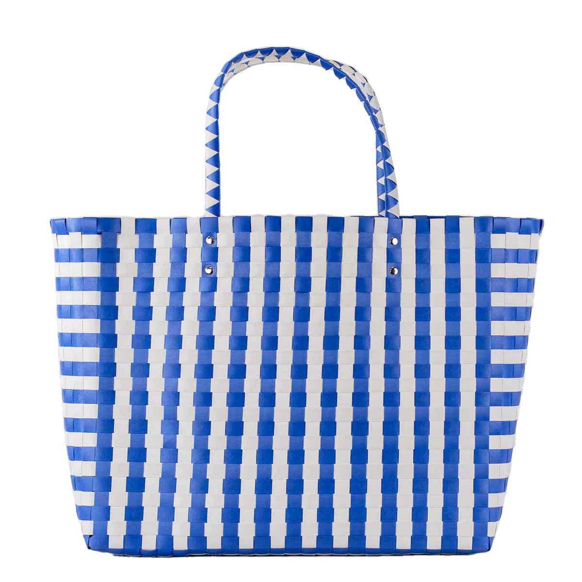 Strickland Woven Beach Tote   Blue/White   17x14x5