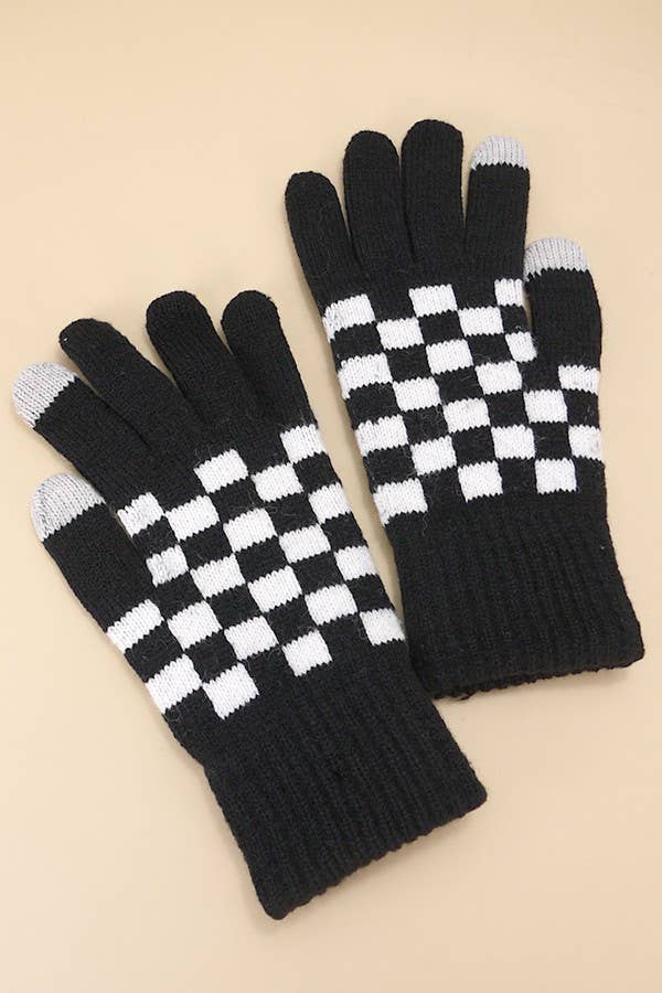 CHECKER WOOL TOUCH SCREEN  WINTER GLOVES