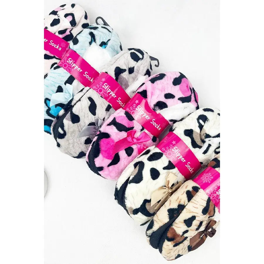 Leopard Soft Non Slip Winter Slipper Socks