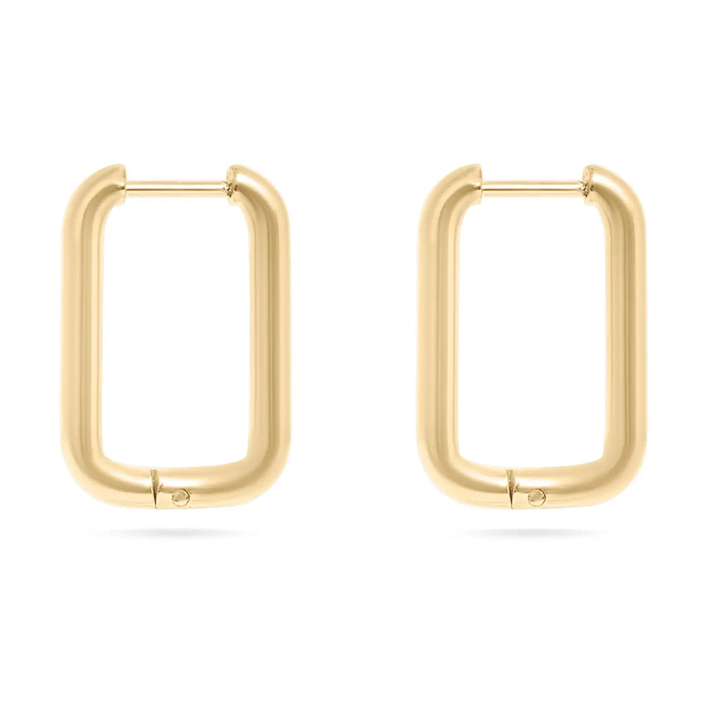 18K Gold Pvd Rounded Rectangle Everyday Huggie Earrings
