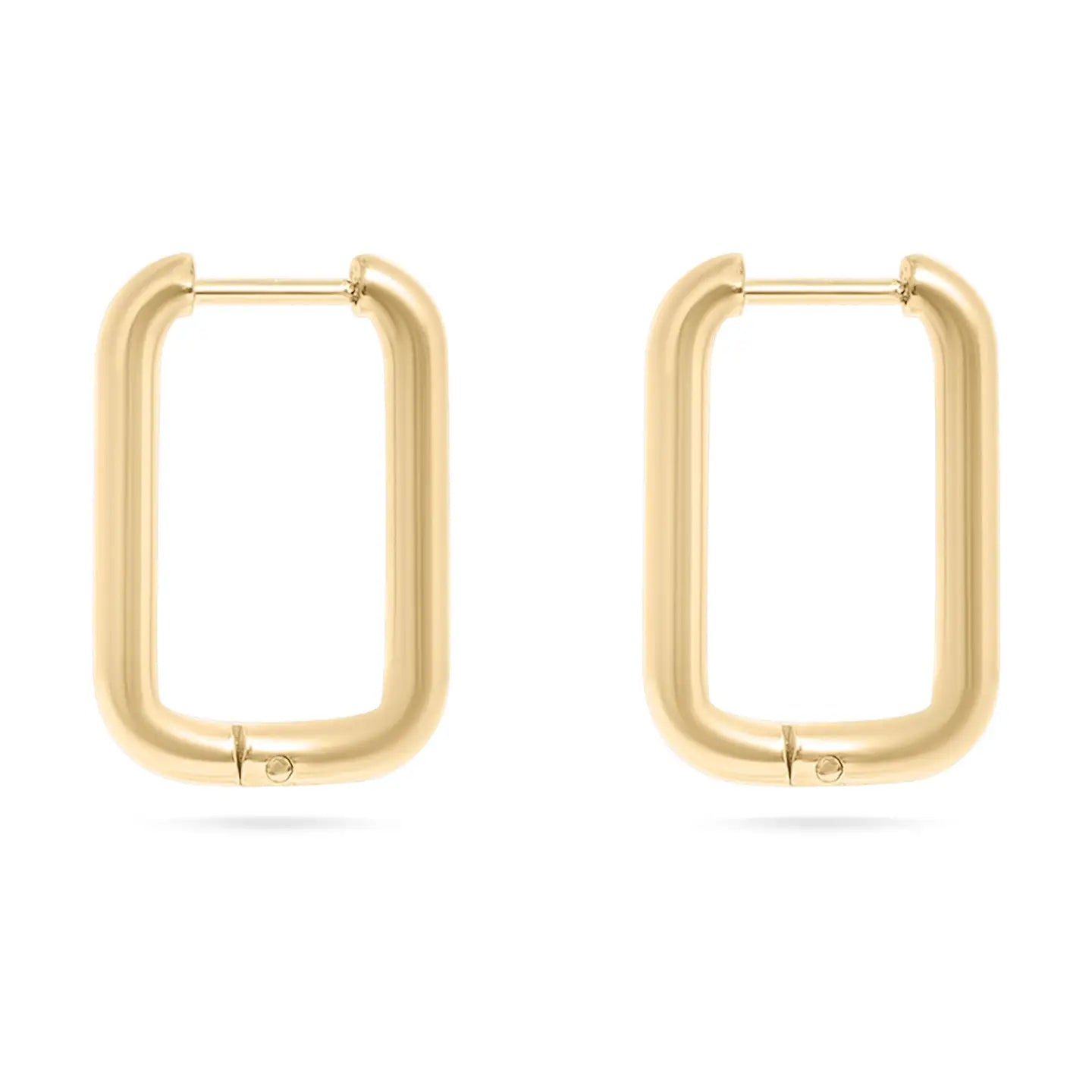 18K Gold Pvd Rounded Rectangle Everyday Huggie Earrings